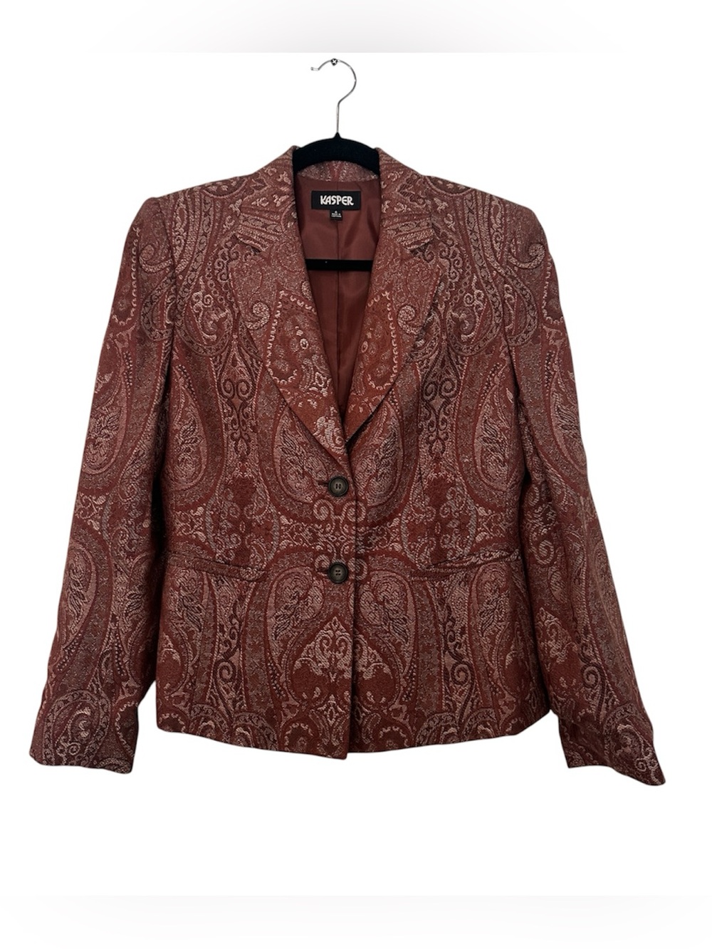 VTG Kasper Paisley Two-Button Blazer | Women's SZ 6 | Rust Brown Tan Maximalist